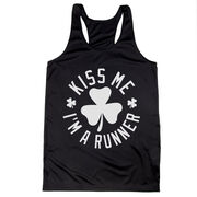 Women's Racerback Performance Tank Top - Kiss Me I am a Runner Shamrock