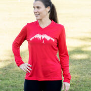 Women's Long Sleeve Tech Tee - Trail Runner in the Mountains