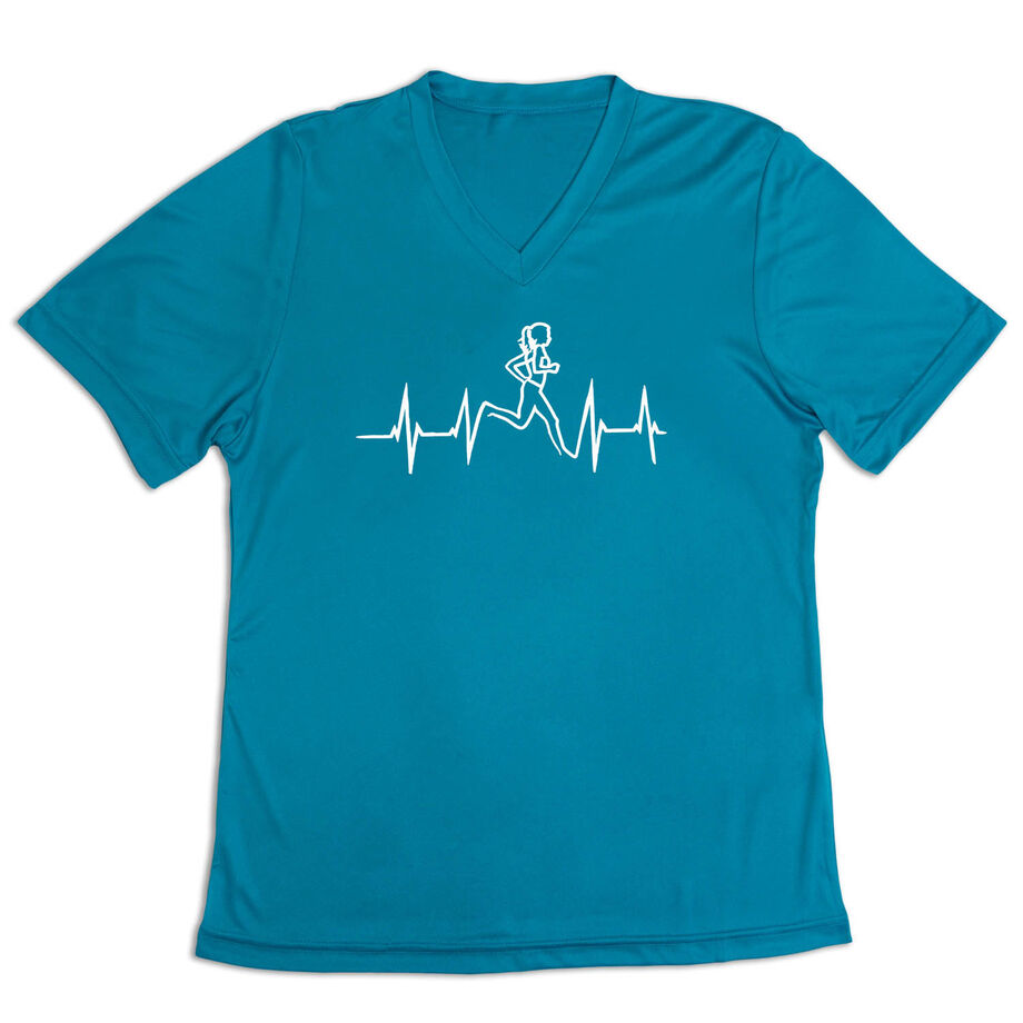 Women's Short Sleeve Tech Tee - Heart Beat Female Runner