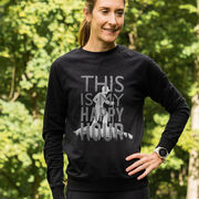 Hiking Raglan Crew Neck Pullover - This Is My Happy Hour Hiker
