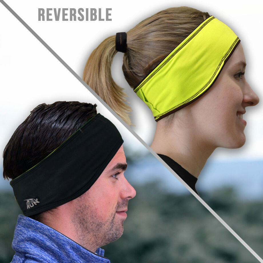 Running Reversible Performance Headband - Yellow/Black, Running Headbands