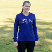 Women's Long Sleeve Tech Tee - Let's Run For Christmas