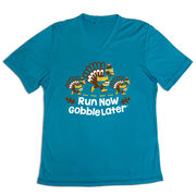 Women's Short Sleeve Tech Tee - Run Now Gobble Later Turkey Trot