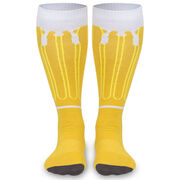 Woven Yakety Yak! Knee High Socks - Will Run For Beer (Amber/Brown/White)