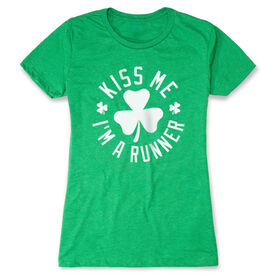 Running Women's Everyday Tee - Kiss Me I am a Runner Shamrock