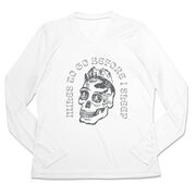 Women's Long Sleeve Tech Tee - Miles To Go Before I Sleep - Skull