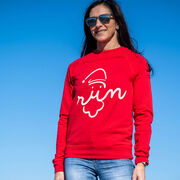 Running Raglan Crew Neck Pullover - Santa Run Face