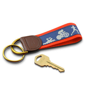 Swim Bike Run Triathletes Key Fob (Navy/Red)