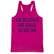Women's Racerback Performance Tank Top - She Believed She Could (Simple)