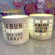 Soleil Home&trade; Running Porcelain Candle Holder - I Run To Burn Off The Crazy