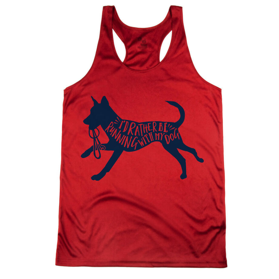 Women's Racerback Performance Tank Top - I'd Rather Be Running with My Dog