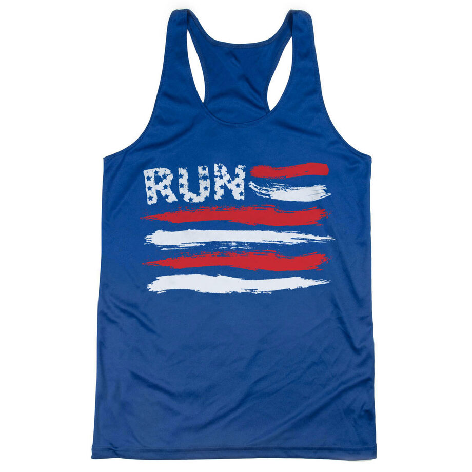 Women's Racerback Performance Tank Top - Run For The Red White and Blue