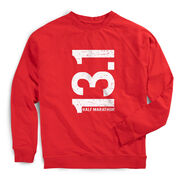 Running Raglan Crew Neck Pullover - 13.1 Half Marathon Vertical