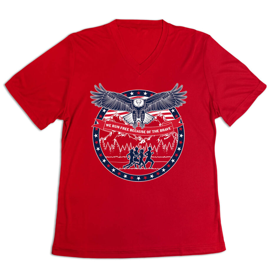 Women's Short Sleeve Tech Tee - We Run Free Because Of The Brave