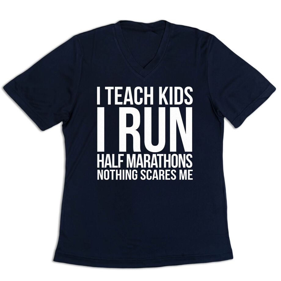 Women's Short Sleeve Tech Tee - I Teach Kids I Run Half Marathons