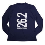 Women's Long Sleeve Tech Tee - 26.2 Marathon Vertical