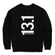 Running Raglan Crew Neck Pullover - 13.1 Half Marathon Vertical