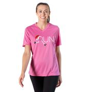Women's Short Sleeve Tech Tee - Let's Run For Christmas