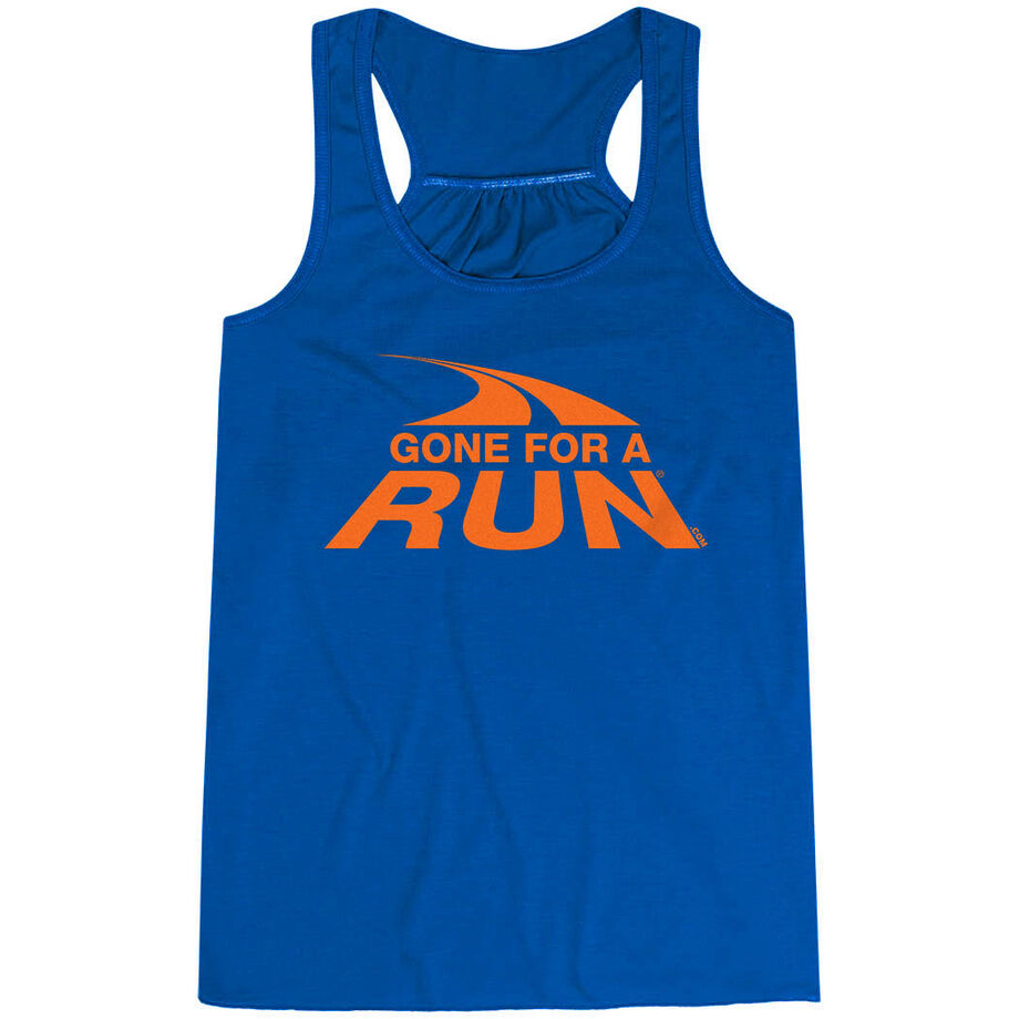 Flowy Racerback Tank Top - Gone For a Run Logo (Orange)