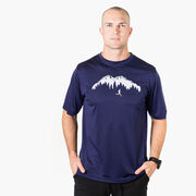 Men's Running Short Sleeve Tech Tee - Trail Runner in the Mountains (Male)