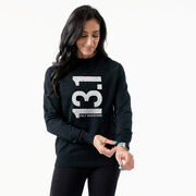 Running Raglan Crew Neck Pullover - 13.1 Half Marathon Vertical