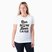Women's Everyday Runner's Tee Run Club Run Now Beer Later (White Tee)