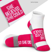 Socrates&reg; Woven Performance Socks She Believed She Could (Fuchsia)