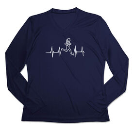 Women's Long Sleeve Tech Tee - Heart Beat Female Runner