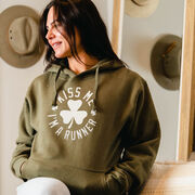 Statement Fleece Hoodie -  Kiss Me I am a Runner Shamrock