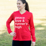 Women's Long Sleeve Tech Tee - Peace Love & Runner's High