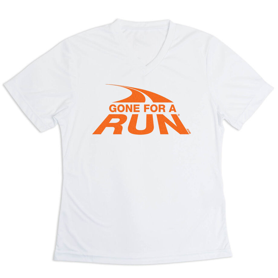 Women's Short Sleeve Tech Tee - Gone For A Run&reg; Logo (Orange)
