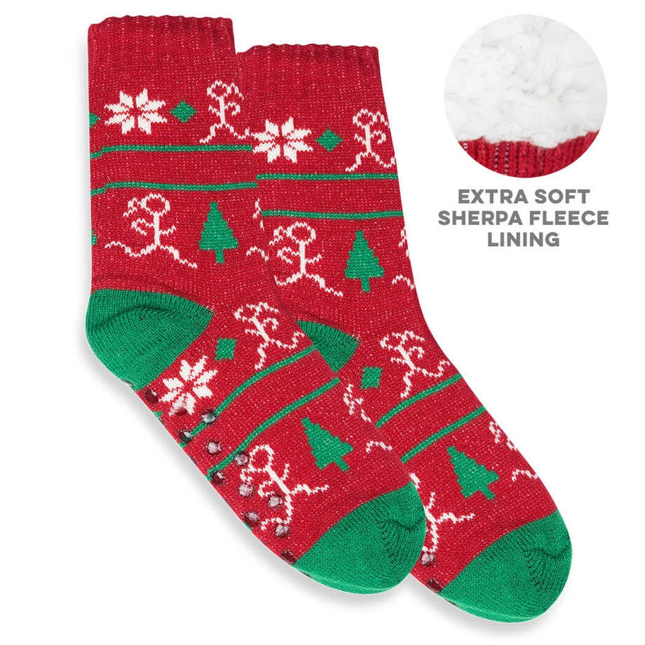 Running Slipper Socks with Sherpa Lining (Christmas) | Gone For a Run