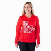 Women's Long Sleeve Tech Tee - Then I Teach The Kids