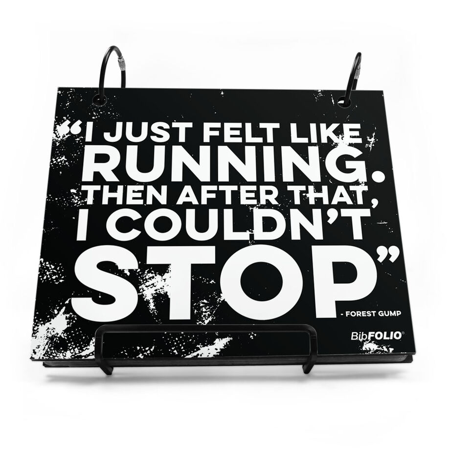 BibFOLIO&reg; Race Bib Album - I Just Felt Like Running Quote - Personalization Image