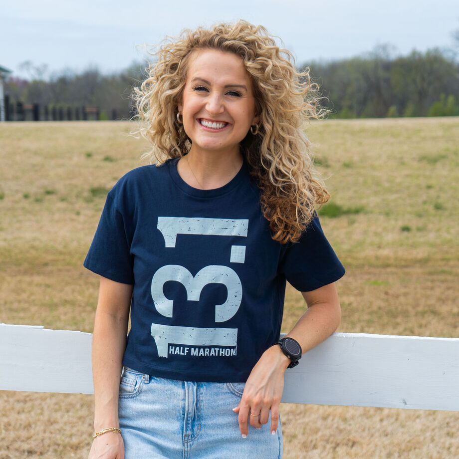 Running Short Sleeve Crop Tee - 13.1 Half Marathon Vertical