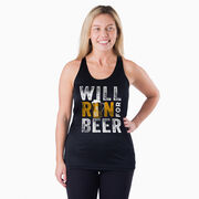 Women's Racerback Performance Tank Top - Will Run For Beer