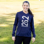 Women's Long Sleeve Tech Tee - 26.2 Marathon Vertical