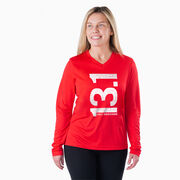 Women's Long Sleeve Tech Tee - 13.1 Half Marathon Vertical