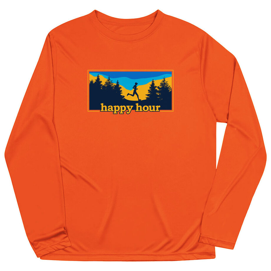 Men's Running Long Sleeve Performance Tee - Happy Hour Runner