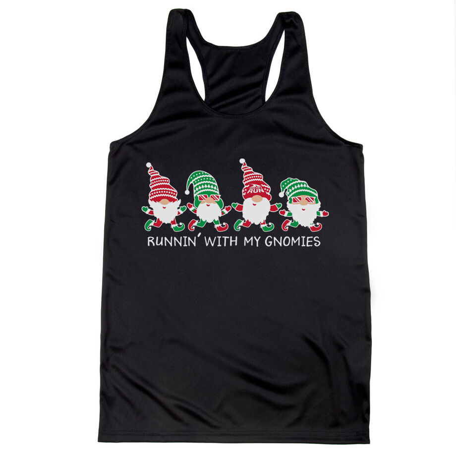 Women's Racerback Performance Tank Top - Runnin' With My Gnomies - Christmas