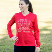 Women's Long Sleeve Tech Tee - May All Your Miles Be Merry and Bright