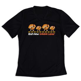 Women's Short Sleeve Tech Tee -  Run Now Gobble Later Turkeys
