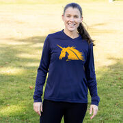 Women's Long Sleeve Tech Tee - Run With Unicorns - Runner Girl