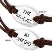 She Believed Sterling Silver Cord Bracelet