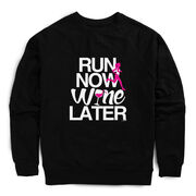 Running Raglan Crew Neck Pullover - Run Now Wine Later (Bold)