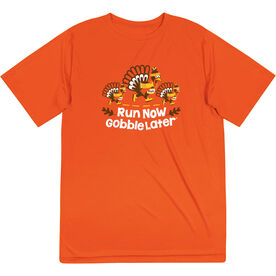 Men's Running Short Sleeve Performance Tee - Run Now Gobble Later Turkey Trot