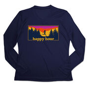 Women's Long Sleeve Tech Tee - Happy Hour