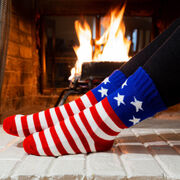 Patriotic Slipper Socks with Sherpa Lining