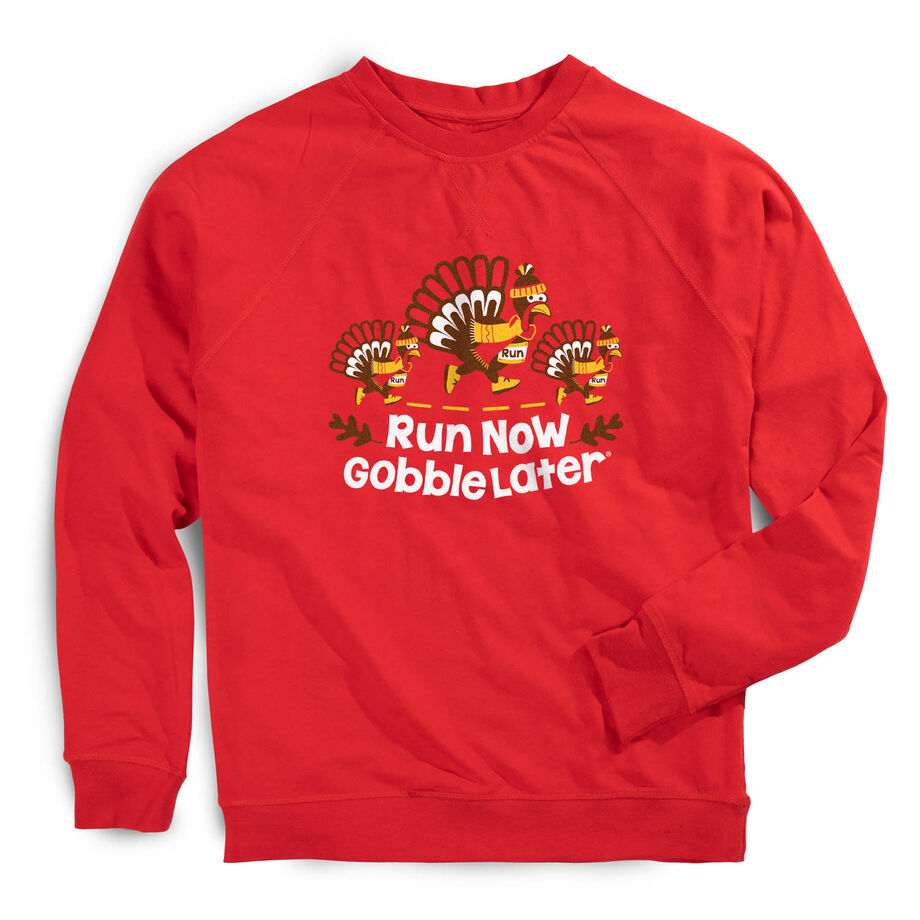 Running Raglan Crew Neck Sweatshirt -  Run Now Gobble Later Turkey Trot