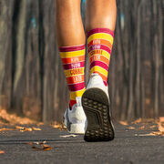 Running Woven Mid-Calf Socks - Run Now Gobble Later (Yellow/Orange/Brown)